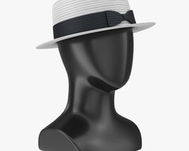Store Display Mannequin Head With Boater Hat 3D model