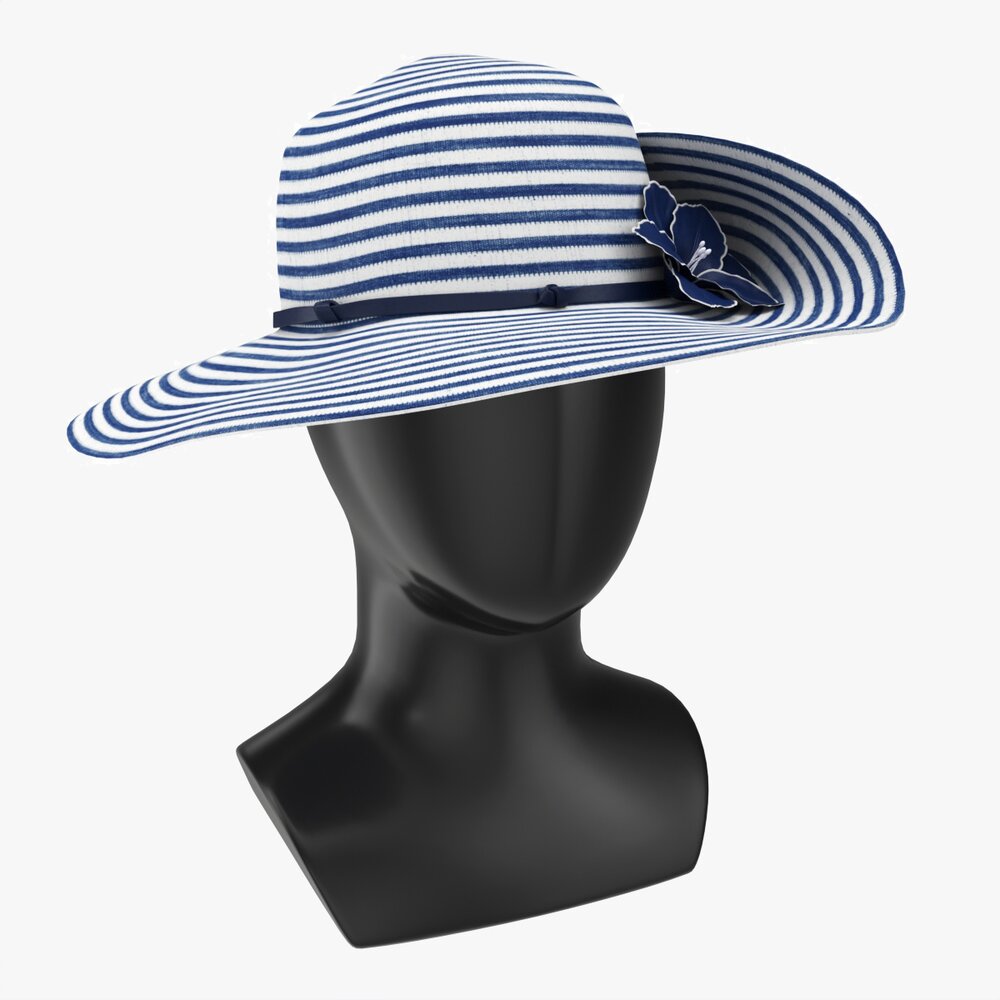 Store Display Mannequin Head With Floppy Hat And Flower Modèle 3d