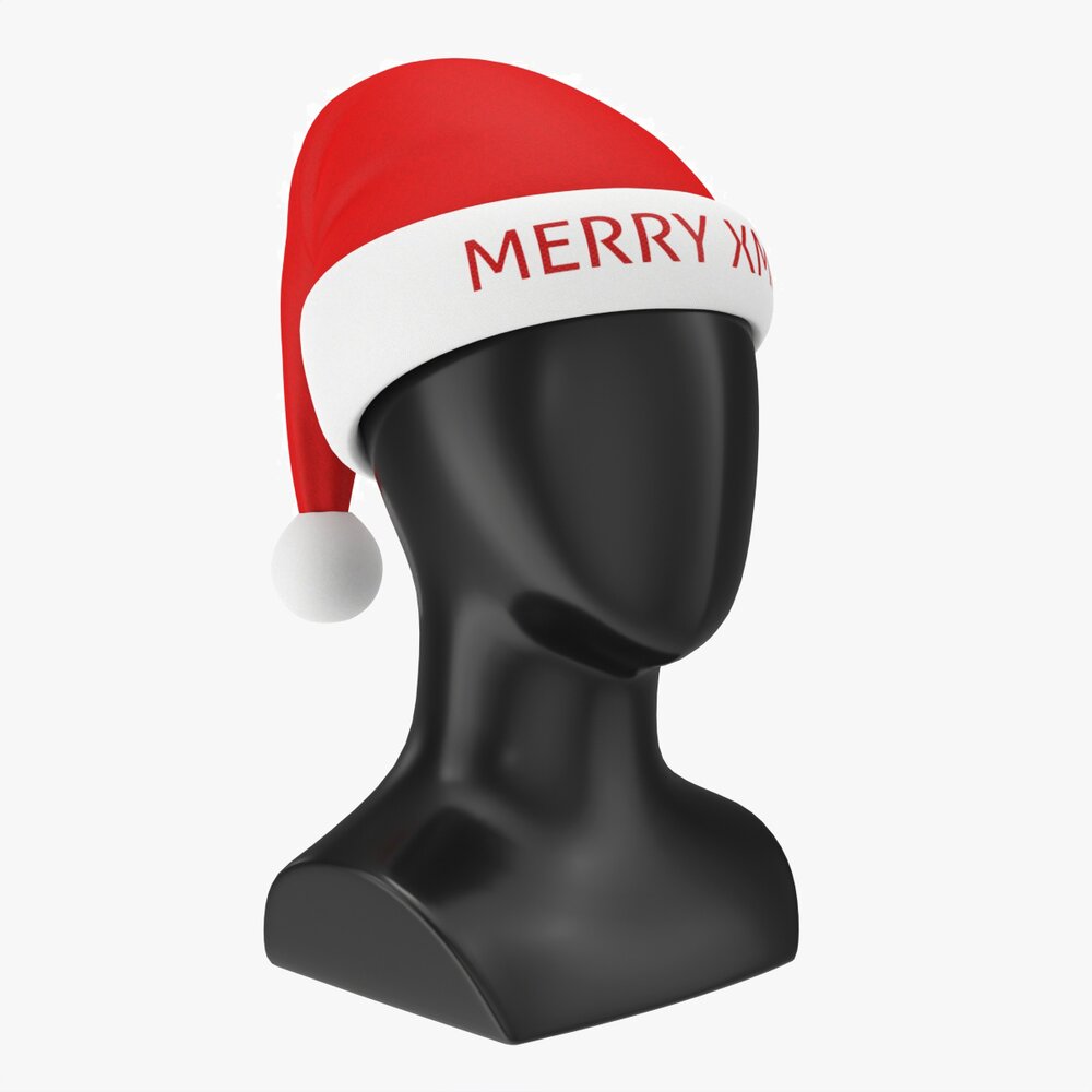 Store Display Mannequin Head With Santa Hat 3D model