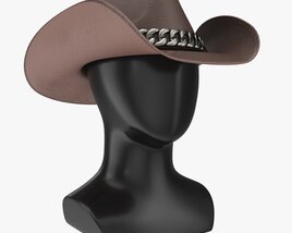 Store Display Mannequin Head With Woman Cowboy Hat 3D model