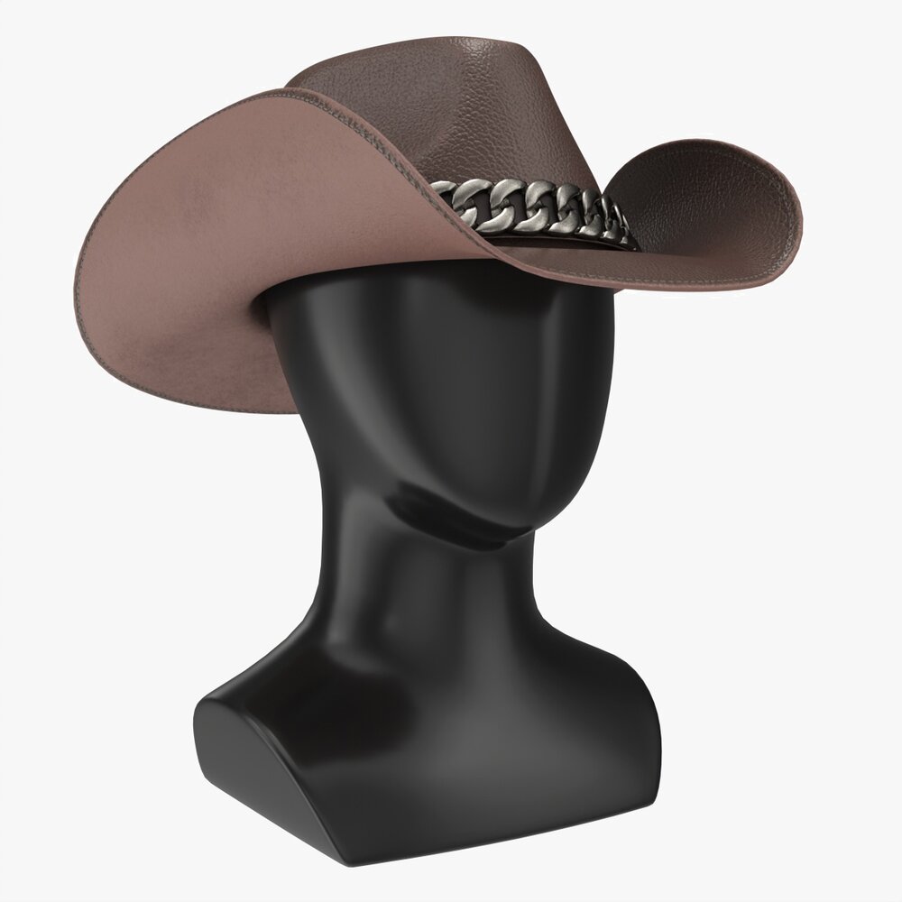 Store Display Mannequin Head With Woman Cowboy Hat 3D 모델 