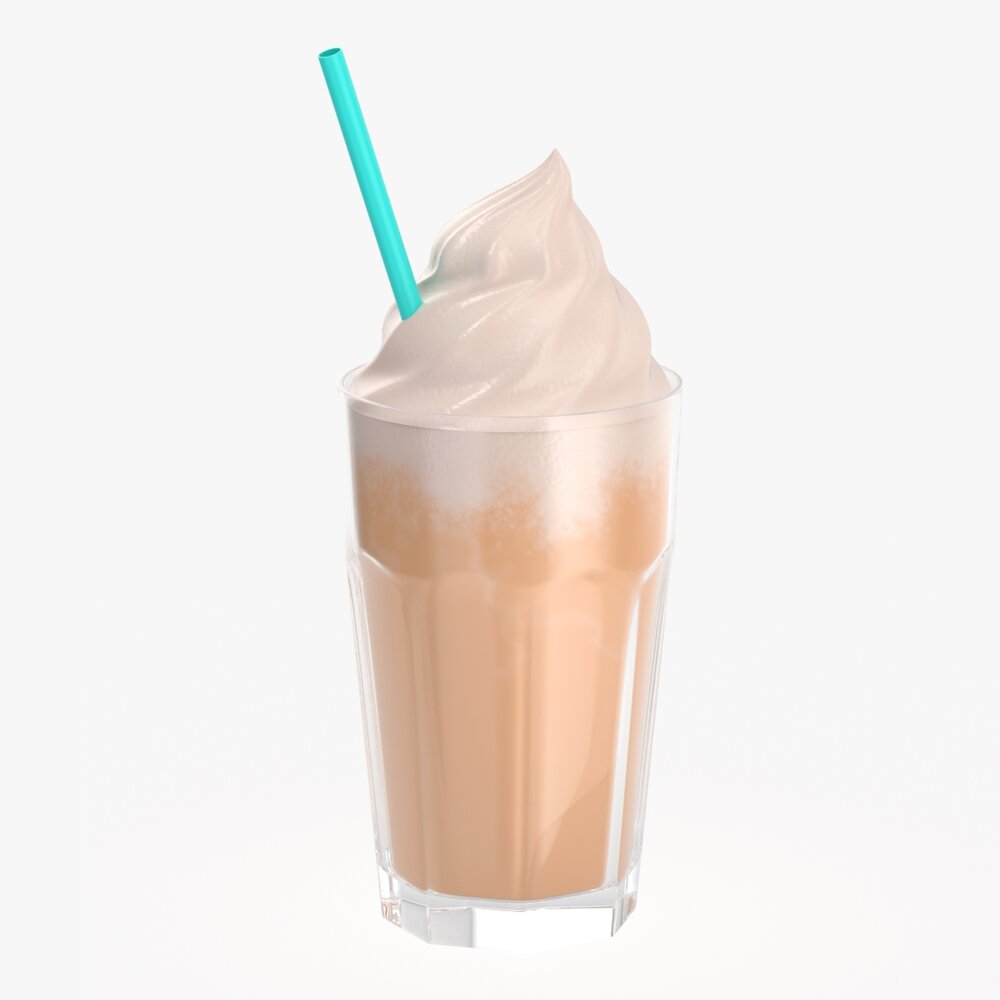 Glass With Milkshake And Straw 3Dモデル