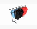 Store Double Bar Rack With Clothes 3D模型