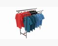 Store Double Bar Rack With Clothes Modelo 3D