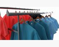 Store Double Bar Rack With Clothes 3d model