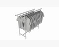 Store Double Bar Rack With Clothes 3D модель