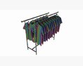 Store Double Bar Rack With Clothes 3D 모델 