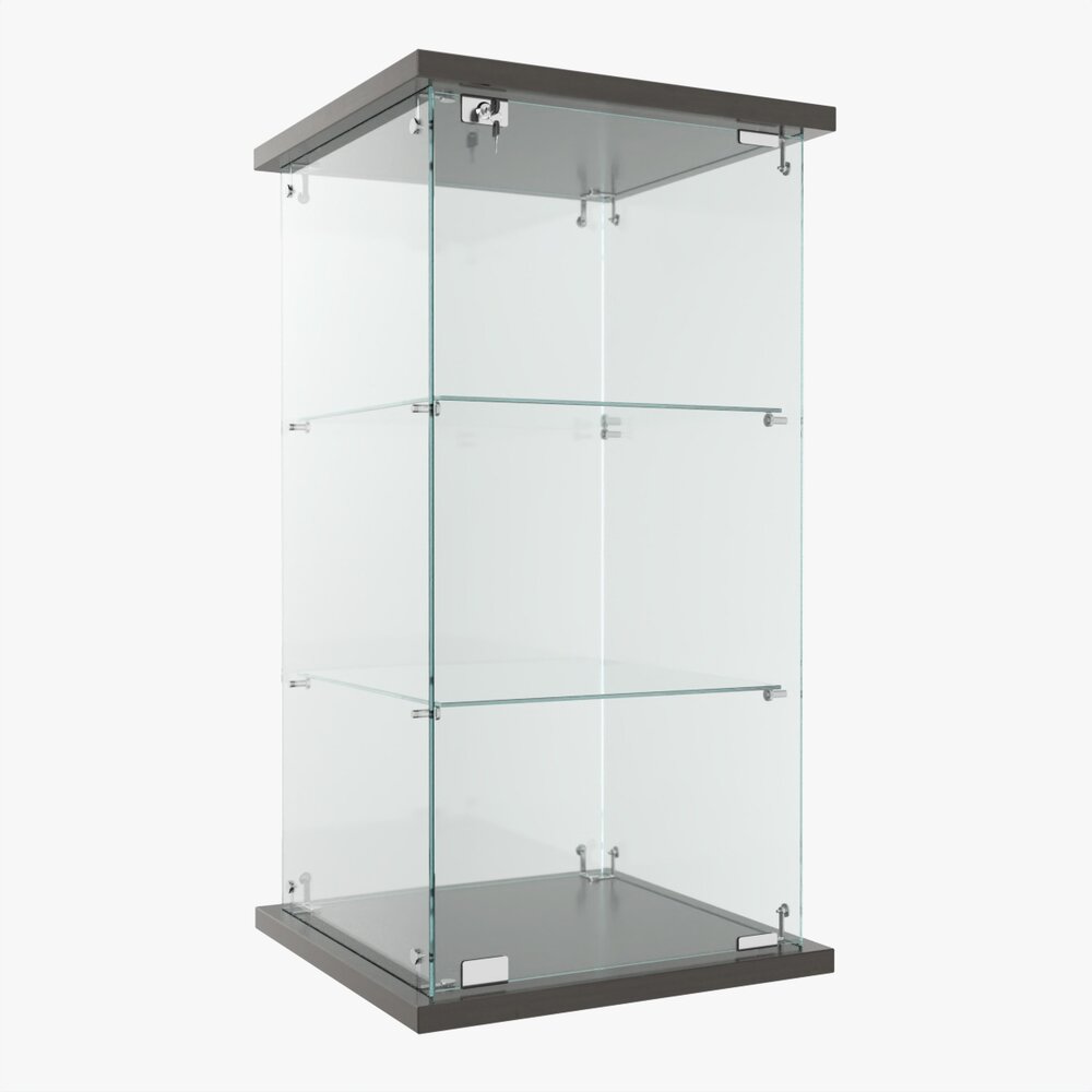 Store Frameless Counter Top Glass Tower Showcase 3D model
