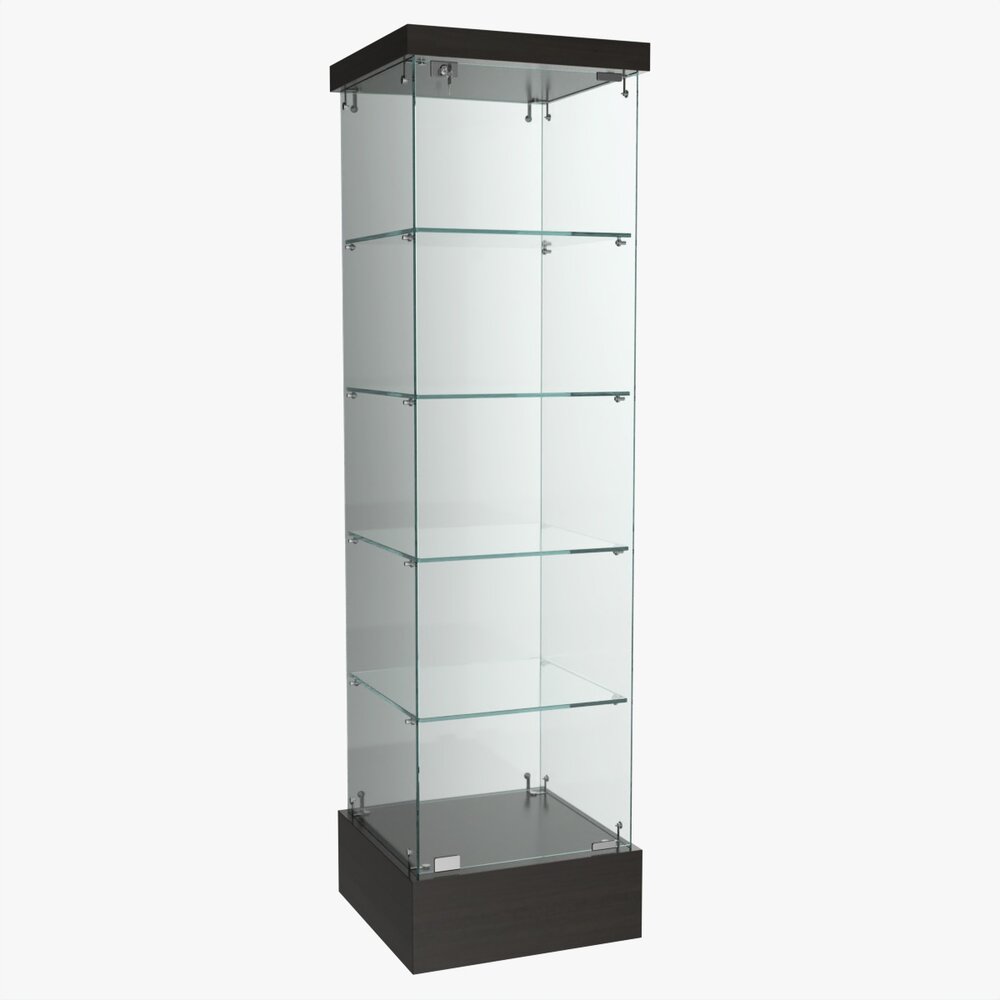 Store Frameless Glass Tower Showcase Modelo 3d