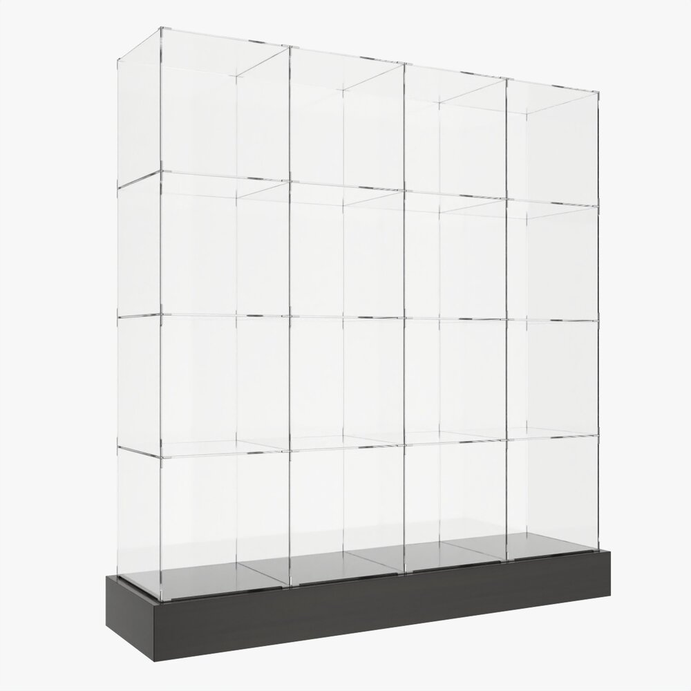 Store Glass Cube Display Shelf 3D 모델 