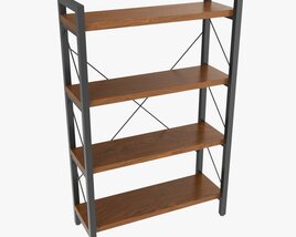 Store Industrial Shelf Bookcase Metal And Wooden Modello 3D