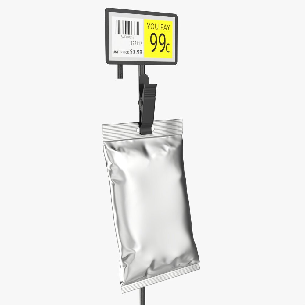 Store Merchandise Clip Hangers With Label Holder 3D model