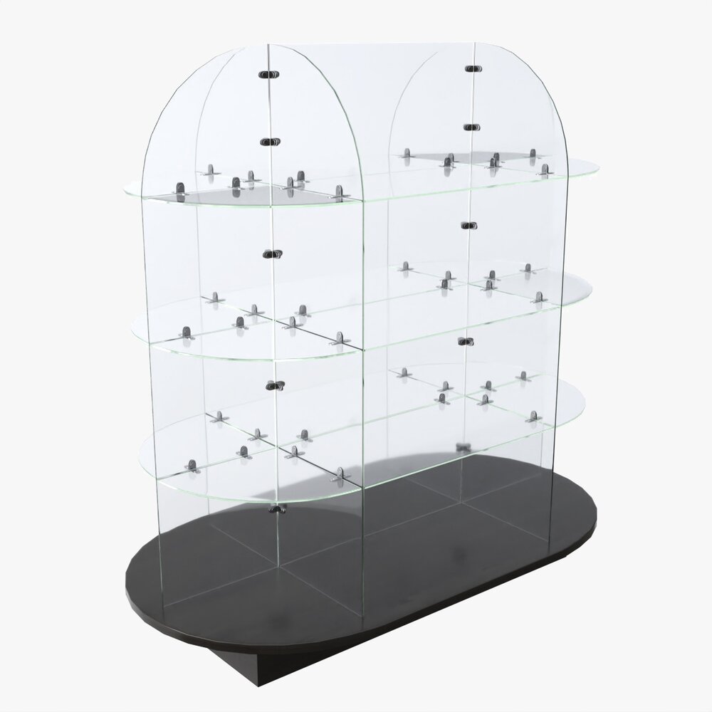 Store Oval Glass Double Sided Display Shelf 3Dモデル