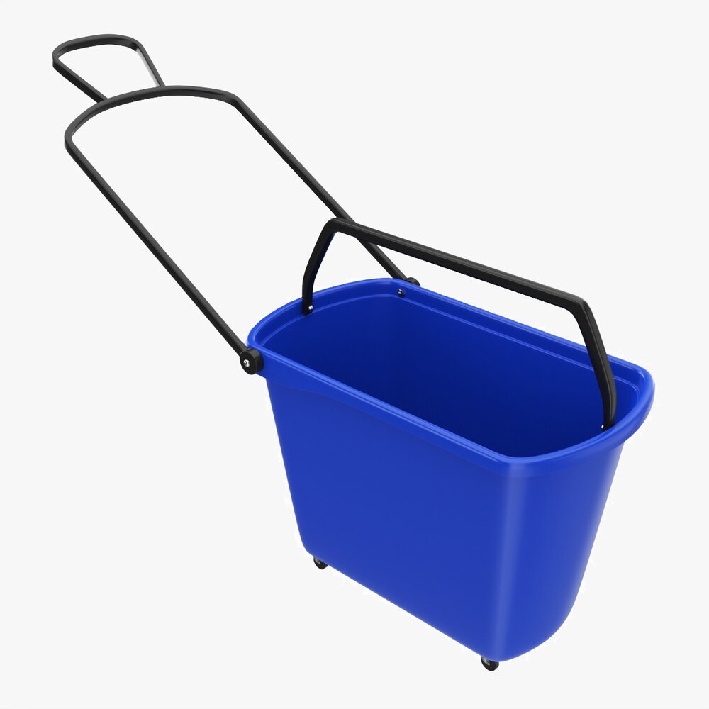 Store Rolling Shopping Basket Blue 3Dモデル