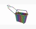 Store Rolling Shopping Basket Blue 3D 모델 