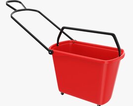 Store Rolling Shopping Basket Red 3D 모델 
