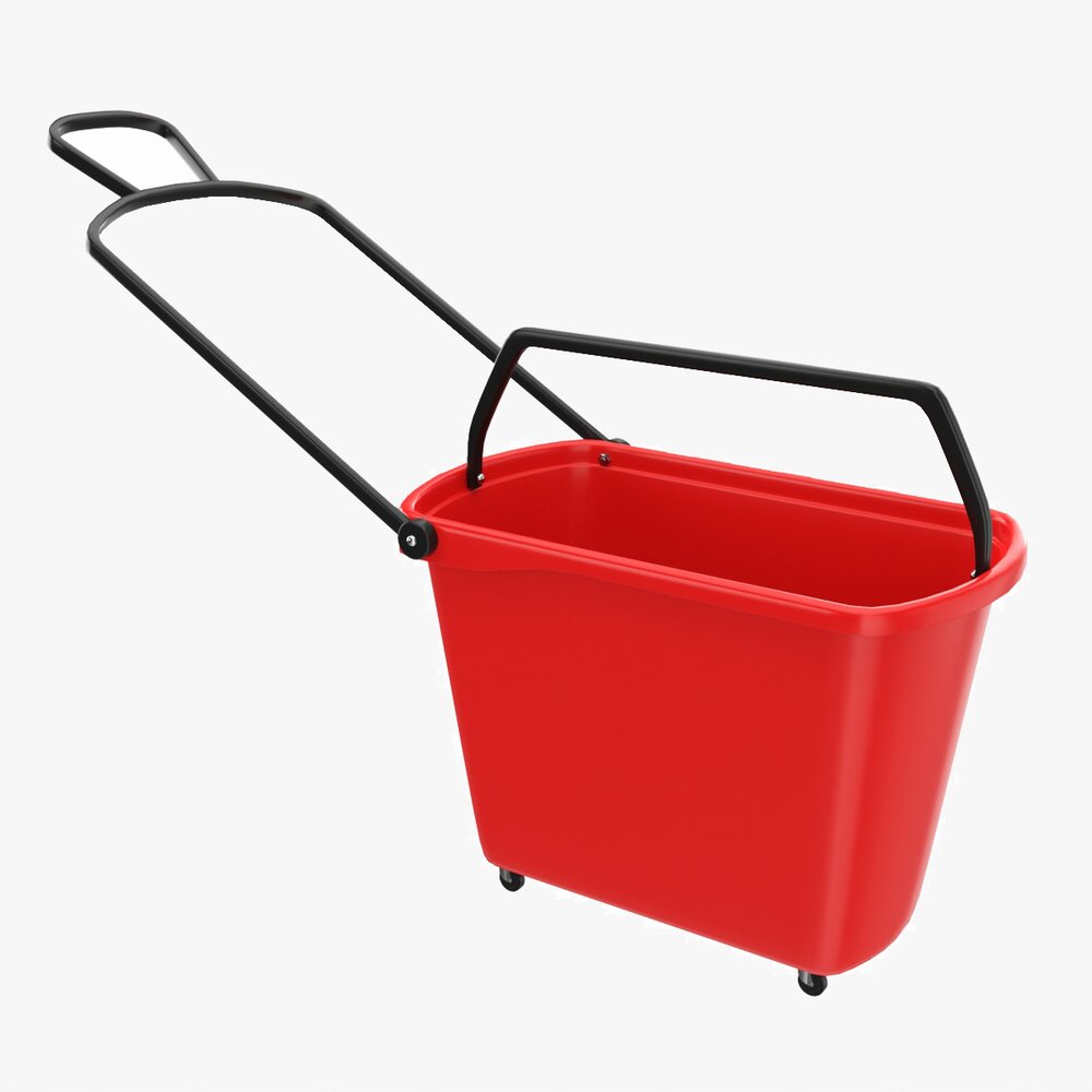 Store Rolling Shopping Basket Red 3D 모델 