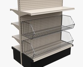 Store Shelving Double Sided Unit Small With Baskets 3D model
