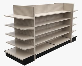 Store Shelving Double Sided Unit With End Cap Unit 3D 모델 