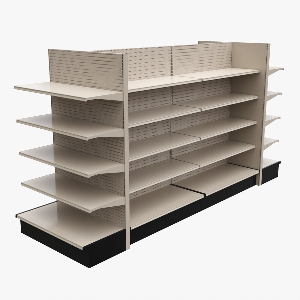 Store Shelving Double Sided Unit With End Cap Unit 3D-Modell