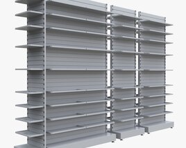 Store Slatwall Metal Double Sided Shelf Unit Modello 3D