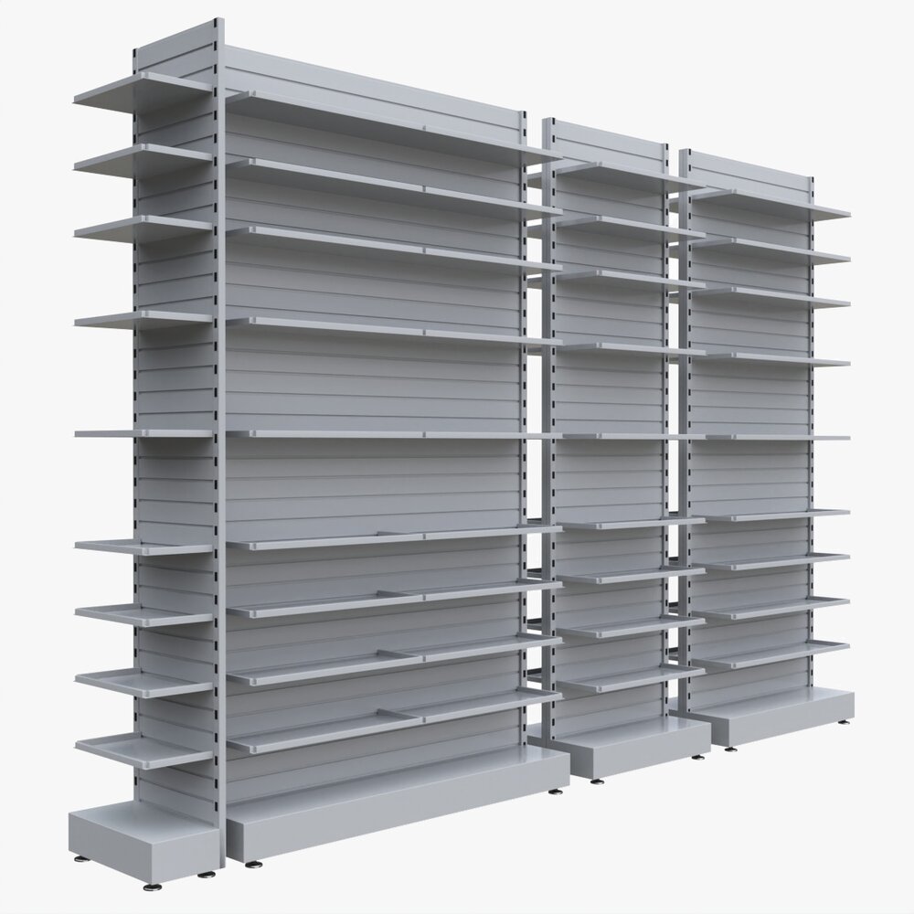 Store Slatwall Metal Double Sided Shelf Unit Modello 3D