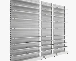 Store Slatwall Metal Slatwall Wall Shelf Unit 3D model