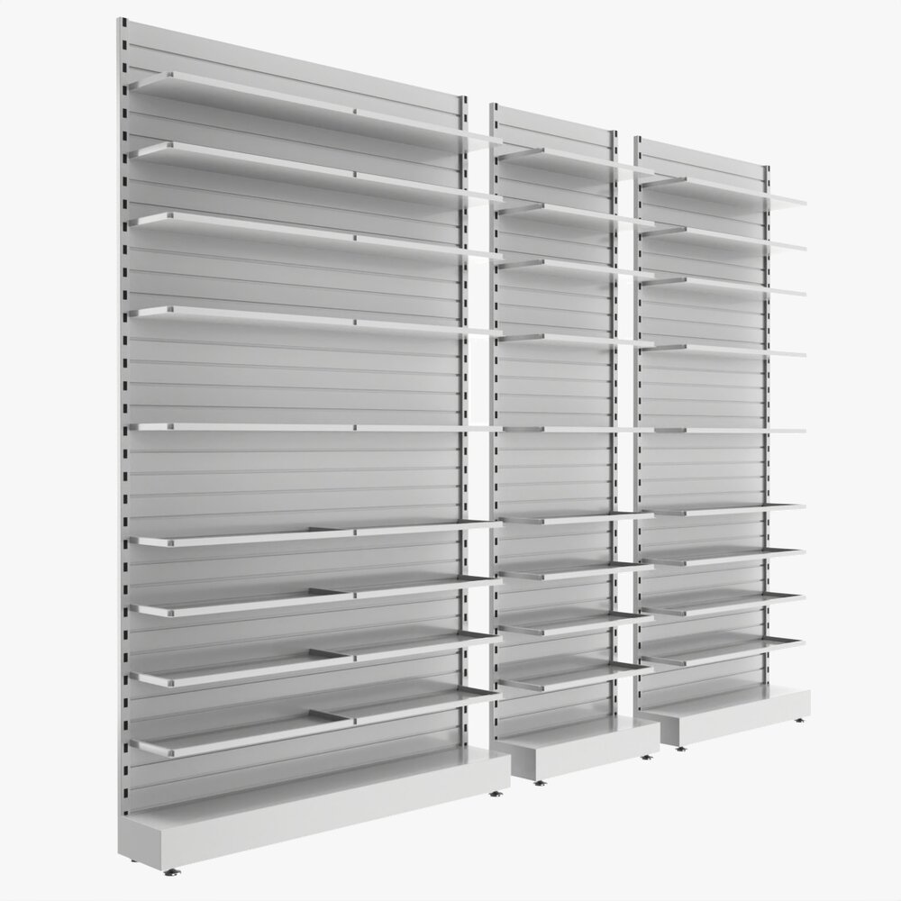 Store Slatwall Metal Slatwall Wall Shelf Unit Modello 3D