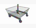 Store Wire Square Baskets 3-tier On Wheels 3D 모델 