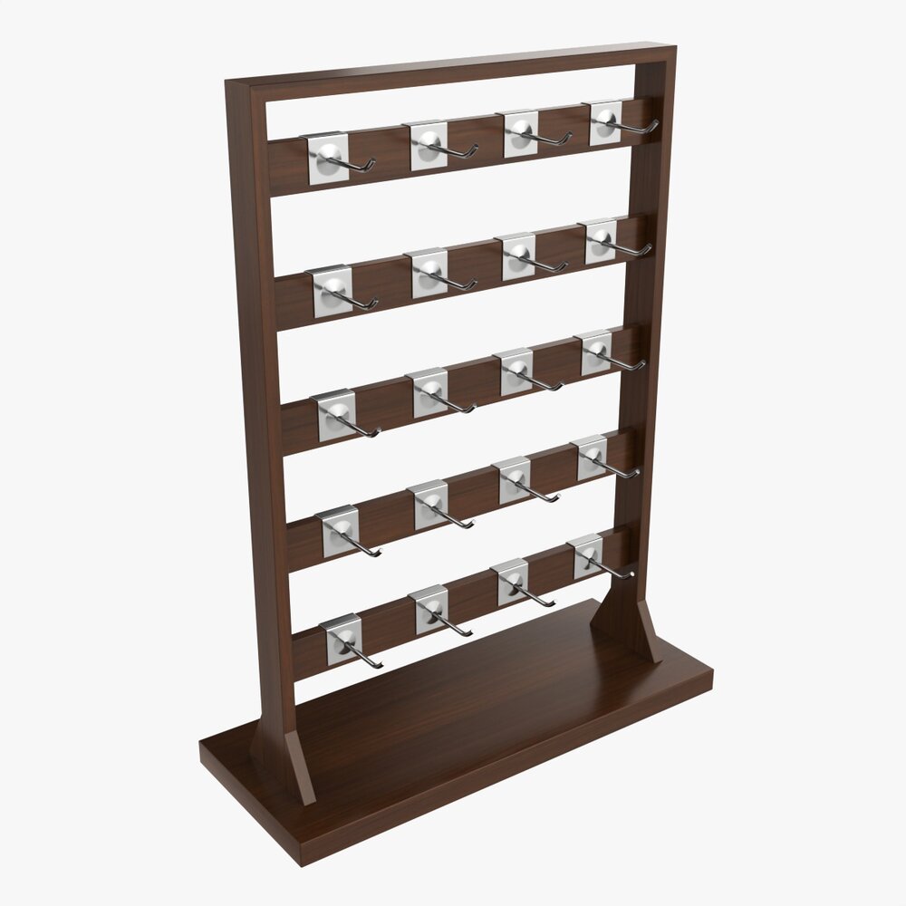 Store Wooden Display Rack With Removable Hooks 3D-Modell