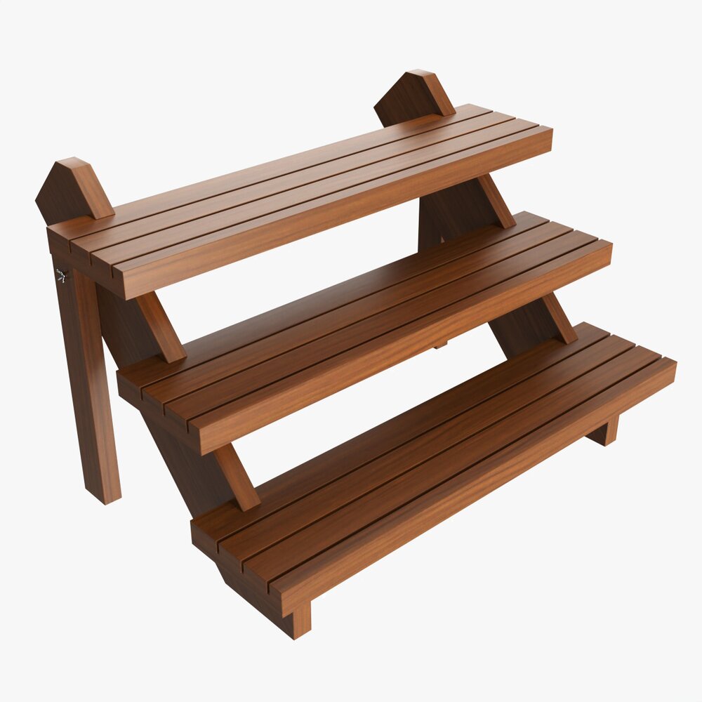 Store Wooden Display Stand 3-tier 3D模型