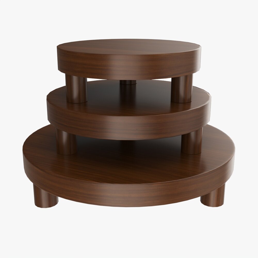 Store Wooden Round Display Stand 3D 모델 
