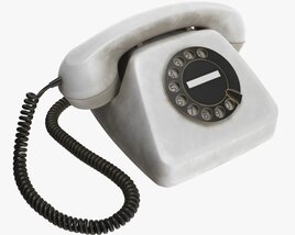 Table Rotary Dial Telephone White Dirty 3D model