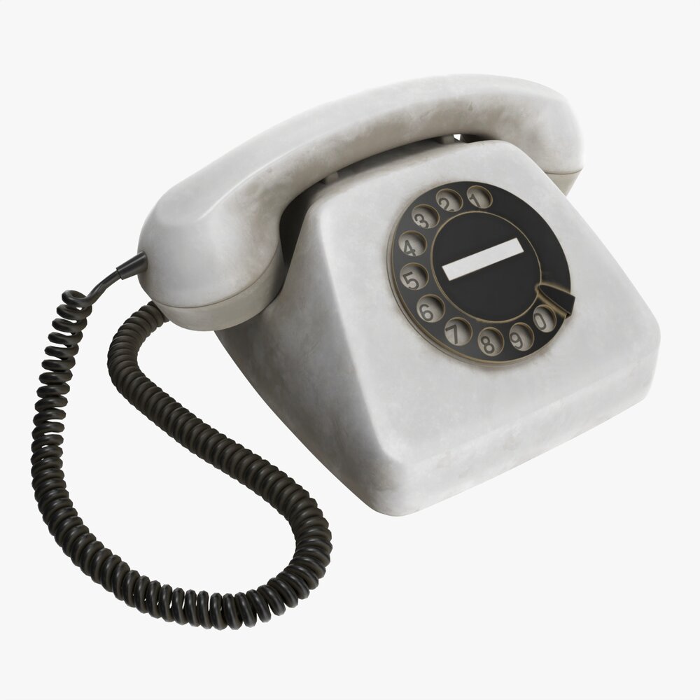 Table Rotary Dial Telephone White Dirty 3D-Modell