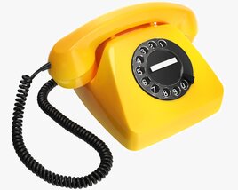 Table Rotary Dial Telephone Yellow 3D model