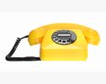 Table Rotary Dial Telephone Yellow 3D 모델 