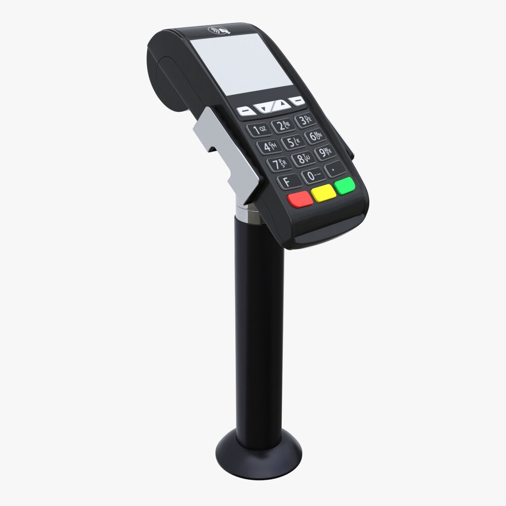Universal Credit Card POS Terminal 02 With Stand 3Dモデル