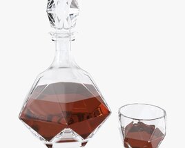 Whiskey Liquor Decanter With Glass 3D модель