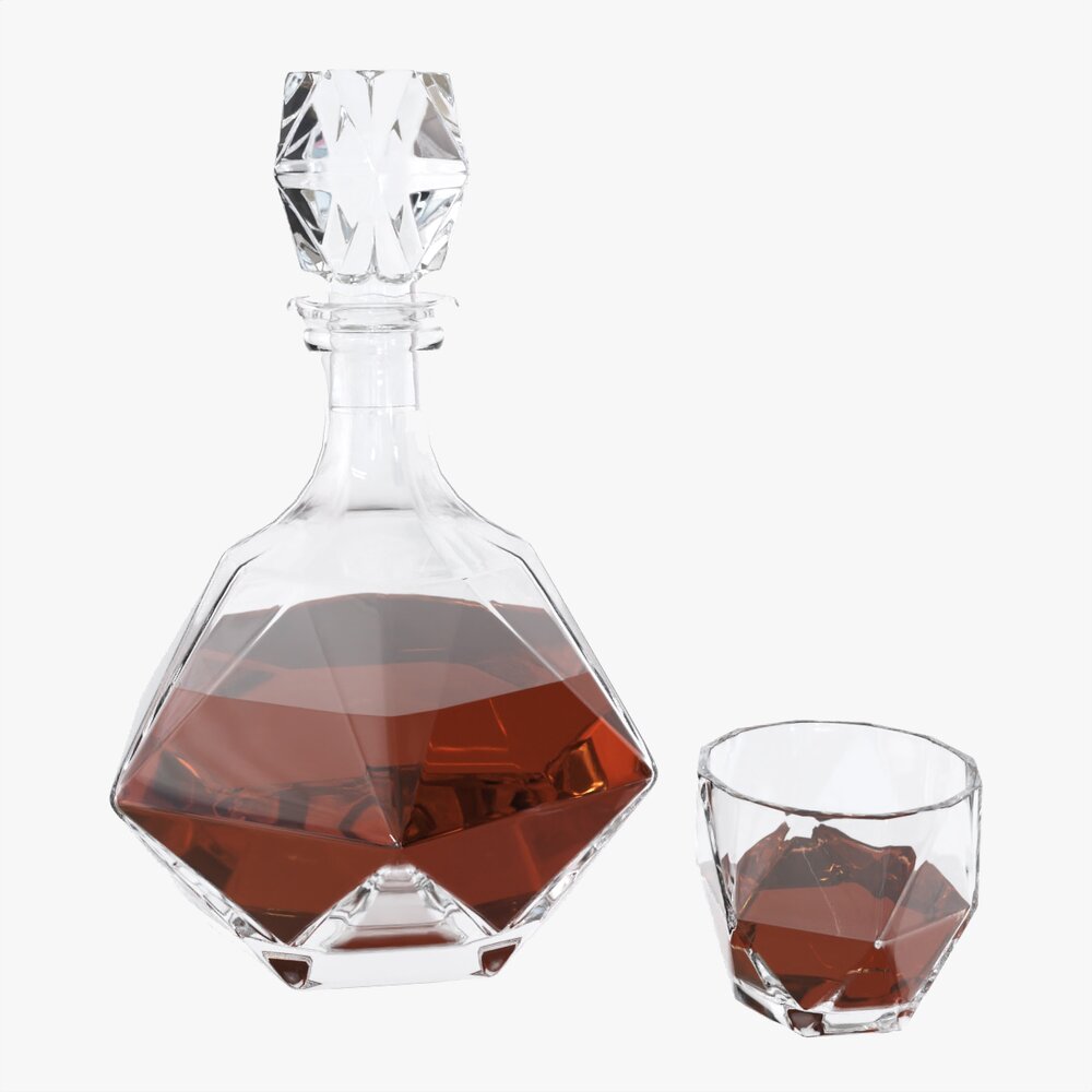 Whiskey Liquor Decanter With Glass 3D模型