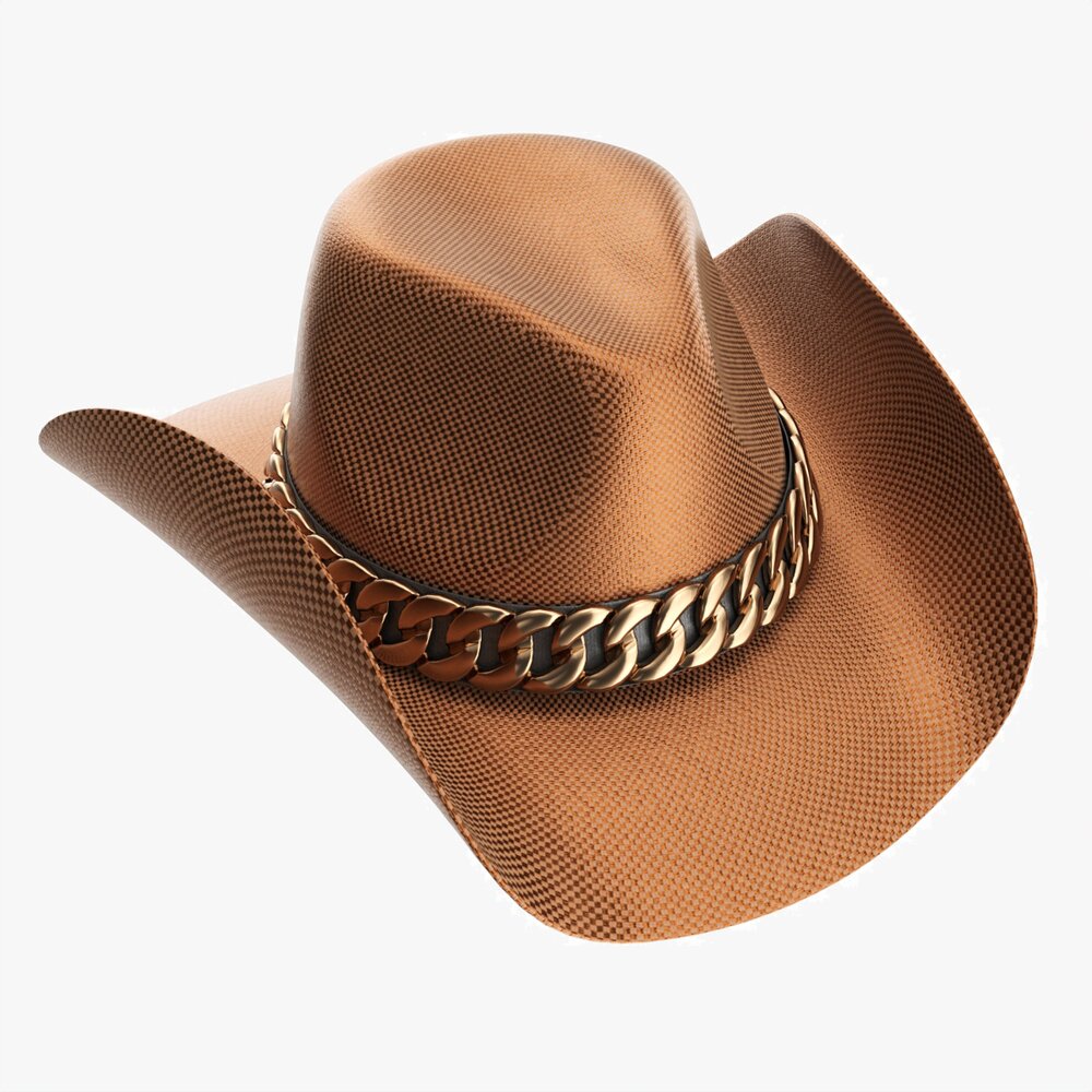Woman Cowboy Metallic Hat With Curved Brims 3D 모델 