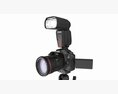 Canon DSLR Camera With Flash On A Tripod 3Dモデル