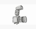 Canon DSLR Camera With Flash On A Tripod 3D模型