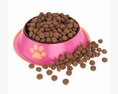 Cat Food Bowl Pink With Print 3d model