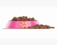 Cat Food Bowl Pink With Print Modelo 3d