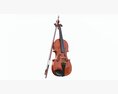 Classick Brown Violin With Bow Modello 3D