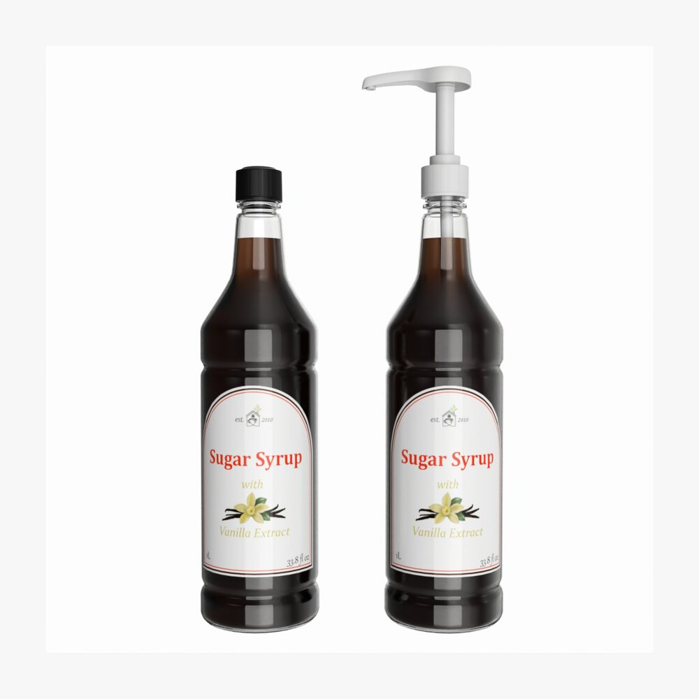 Coffee Flavor Syrup Bottle With Pump Modello 3D