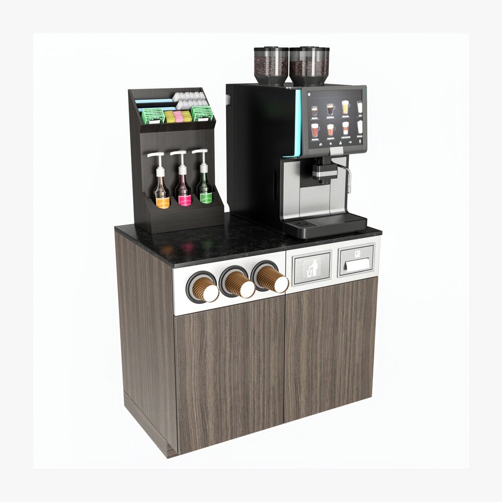 Coffee Station Bar Cabinet Furniture Commercial Industrial 02 Modelo 3D