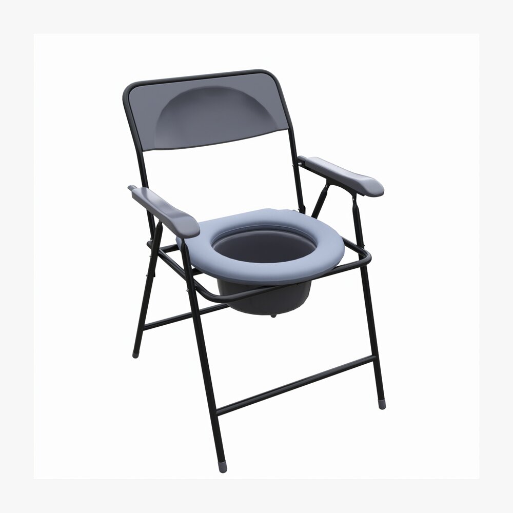 Folding Frame Commode Chair With Pot 3D model