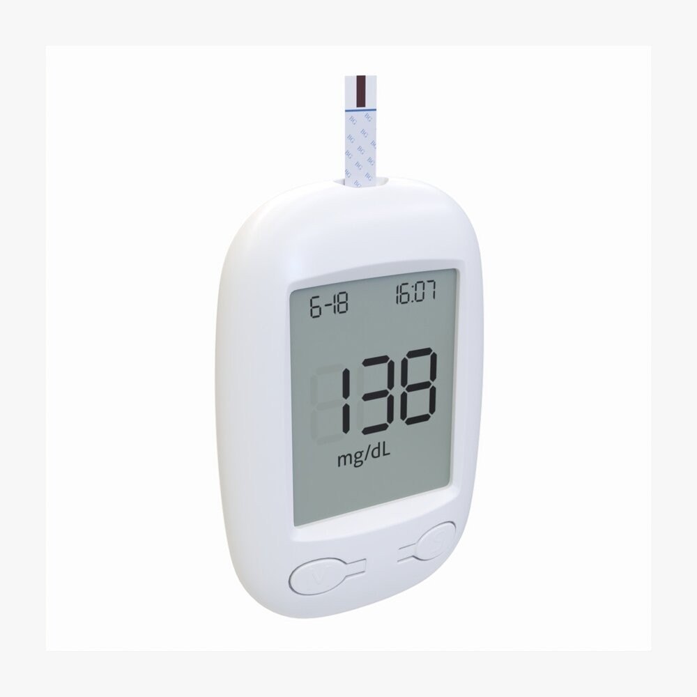 Glucometer With Strip Blood 3D-Modell