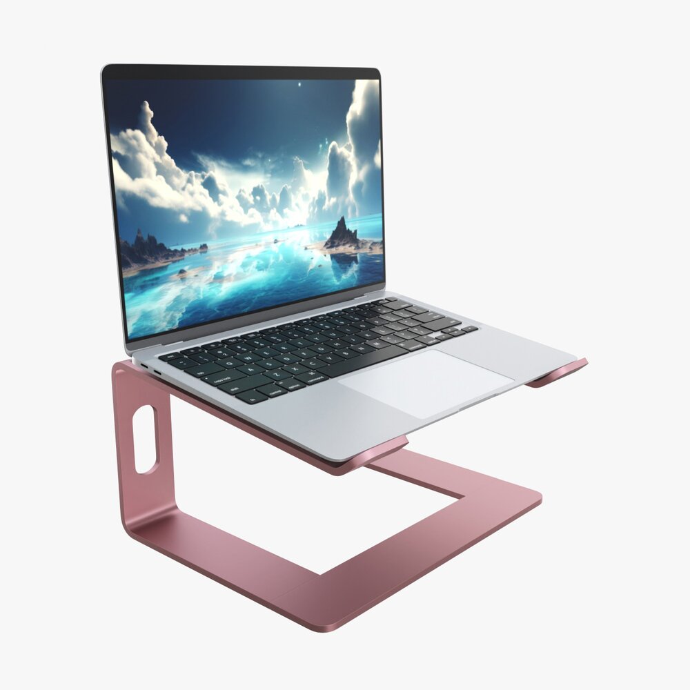 Laptop Notebook On Aluminum Riser Stand 3D模型
